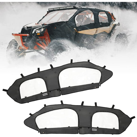 Kemimoto Soft Upper Door Set Kit, UTV Soft Cab Doors top Enclosure Compatible with 2017-2023 Can Am Maverick X3 Max 4 Seater Models