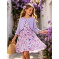 thumbnail image 2 of Aideaone Little Girls Sleeveless Dress with Ruffle Cardigan 2 Piece Set Butterfly Print 5 to 12, 2 of 5