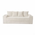 thumbnail image 4 of Leumius 2-in-1 Convertible Sofa Bed,Boneless Corduroy Modular Sleeper Couch with Cup Holders & Side Storage Pockets,Oversized Deep Seat Sofa for Living Room, Apartment, Guest Room,Cream, 4 of 8