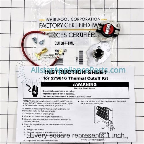Whirlpool Dryer Heating Element Thermal Fuse 279816