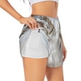 thumbnail image 3 of Lsque White Reindeer Portrait Printed Women's Running Shorts with Liner Pockets,Elastic Quick Dry Workout Athletic Gym Yoga Shorts,Womens High Waist Shorts-Large, 3 of 9