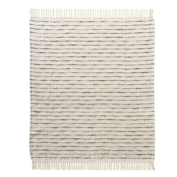 LR Home White/ Navy Striped Ombre Nautical Flatweave Throw Blanket