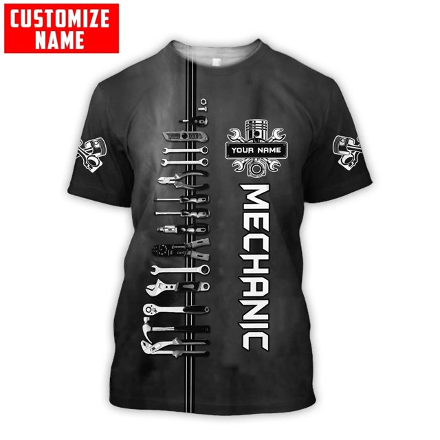 Camiseta de moda de verano para hombre, camisa con nombre personalizado mecánico en 3D, estampado en toda la prenda, informal, deportiva, DW47, 2022Adult size 5XL Gao Jinjia LED