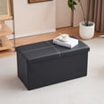 thumbnail image 4 of Fithood FCH 76*38*38cm Glossy With Lines PVC MDF Foldable Storage Footstool Black, 4 of 5