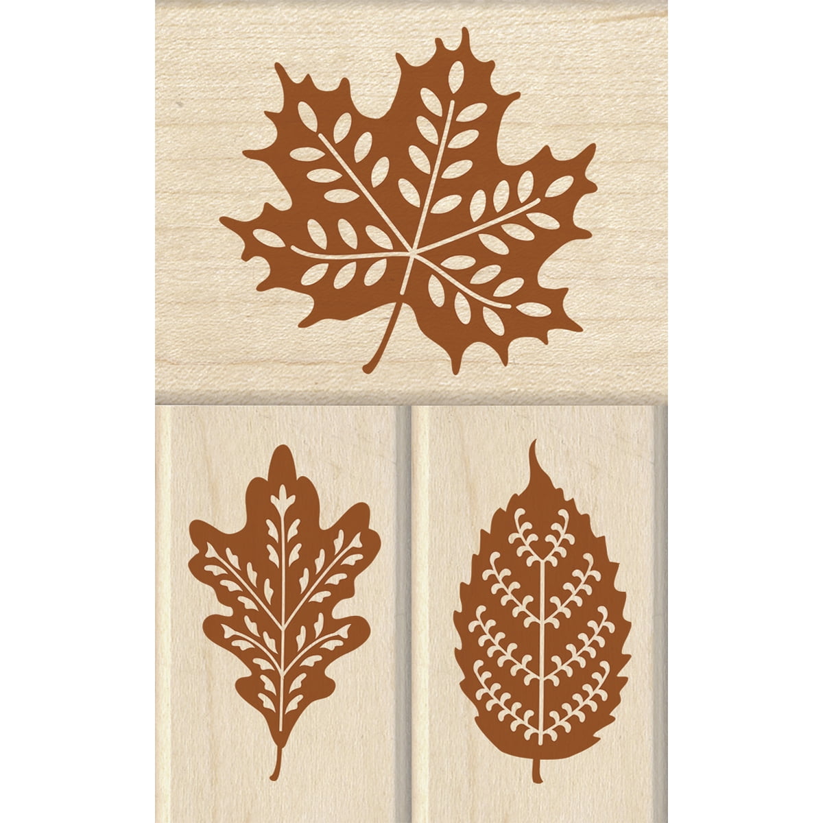 Inkadinkado Mounted Rubber Stamp Set 2.5"X4"Fall Leaves