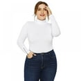 thumbnail image 4 of Xmarks Women's Plus Size Zipper Long Sleeve Bodysuits Basic Leotard White(Turtleneck), 4 of 6