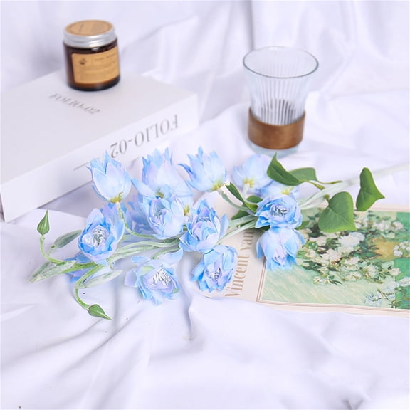Artificial Silk Bellflower Stems for Wedding Bouquets & Home Decor, Realistic Faux Flowers Centerpieces, Mother's Day Valentine's Day Gifts, Indoor Outdoor Durable, Light Blue