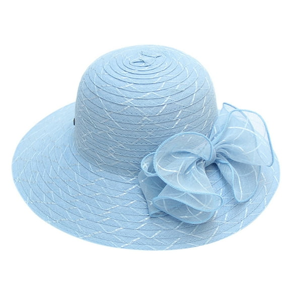 Weikingp Sun Hats for Women Women'S Organza Church Fascinator Bridal Tea Party Wedding Hat Sun Hat Bucket Hats for Woman Sun Hats for Men (Clearance) Blue Polyester