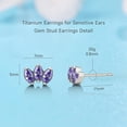 thumbnail image 3 of Limerencia Pure Titanium Hypoallergenic Earrings Crown Purple Cubic Zirconia Implantable Grade For Sensitive Ears, 3 of 6