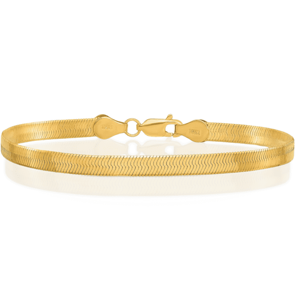 10K Solid Yellow Gold 4mm Herringbone Chain Bracelet