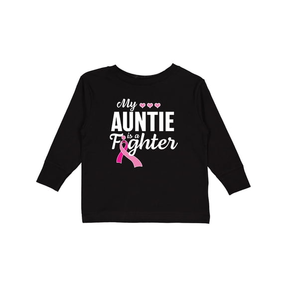 Inktastic Breast Cancer Awareness My Auntie is a Fighter Boys or Girls Long Sleeve Toddler T-Shirt