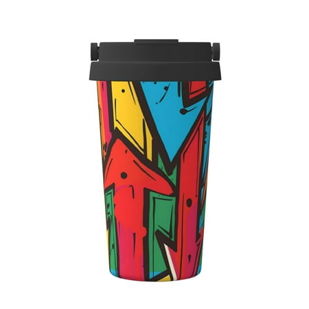 

KLL Colorful Arrow Graffiti Pattern Pattern Stainless Steel Vacuum Insulated Tumbler - Carry Insulated Coffee Mug - Reusable Insulated Cold Brew Iced Coffee Cup Thermos