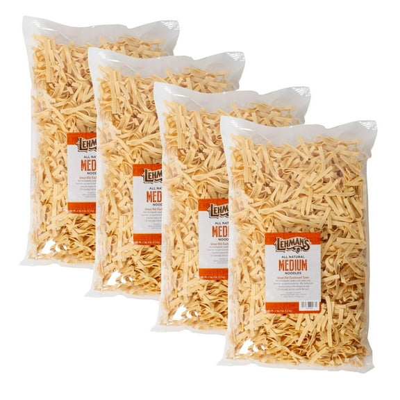 Lehman's Homemade Egg Noodles, All Natural USA Made Amish Pasta, Case of Four Big 40 oz Bags, Medium .25 inch Width