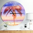 thumbnail image 1 of DesignArt Retro Palms Light Blue Watercolor Large Wall Clock, 1 of 2