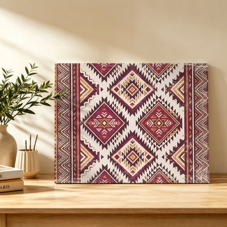 Diamond Chevron Canvas Wall Art Vintage Ethnic Southwestern Tribal Brown Geometric Wall Art Prints Artwork Framed Canvas Ready to Hang Art Pictures for Bedroom Living Room Closet Kitchen 16 x 12