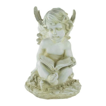 Northlight 12" Sitting Cherub Angel with Book Outdoor Patio Garden Statue - Ivory