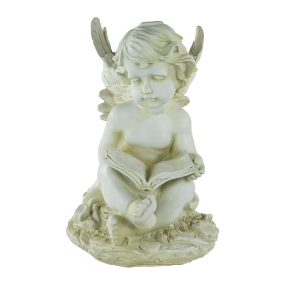 Northlight 12" Sitting Cherub Angel with Book Outdoor Patio Garden Statue - Ivory