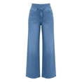 thumbnail image 4 of Womens Casual Wide Leg Jeans Pants Solid Color High Waist Trousers Flowy Loose Lightweight Pants, 4 of 5