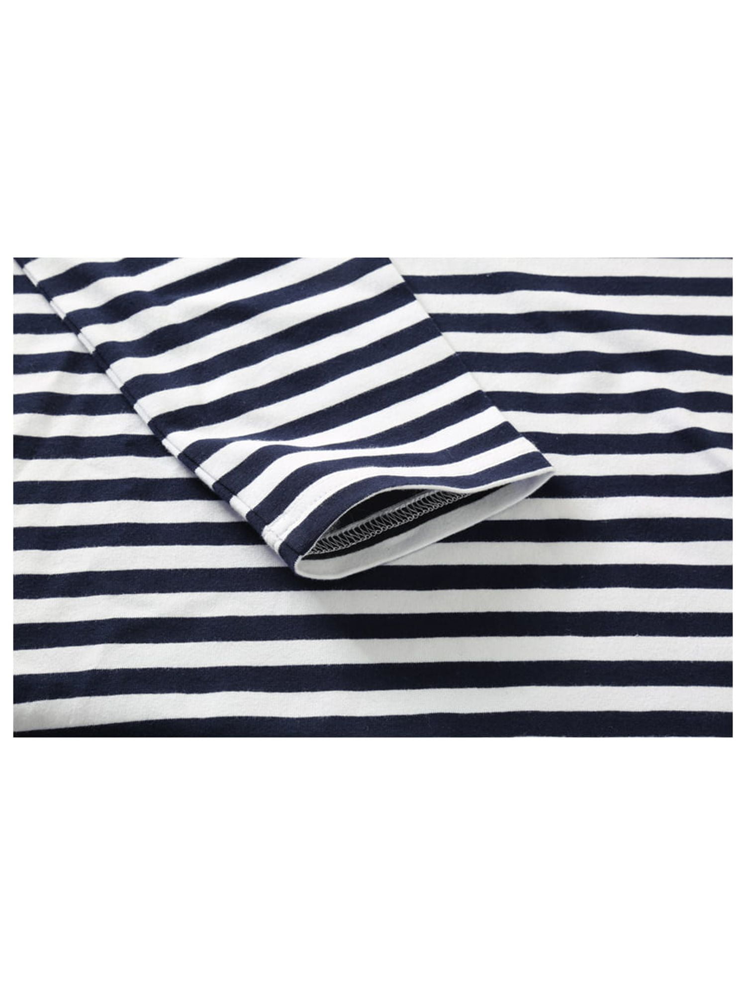 Unique Bargains Men's Long Sleeve Pullover Top Crew Neck Striped T-Shirts 42 Navy Blue