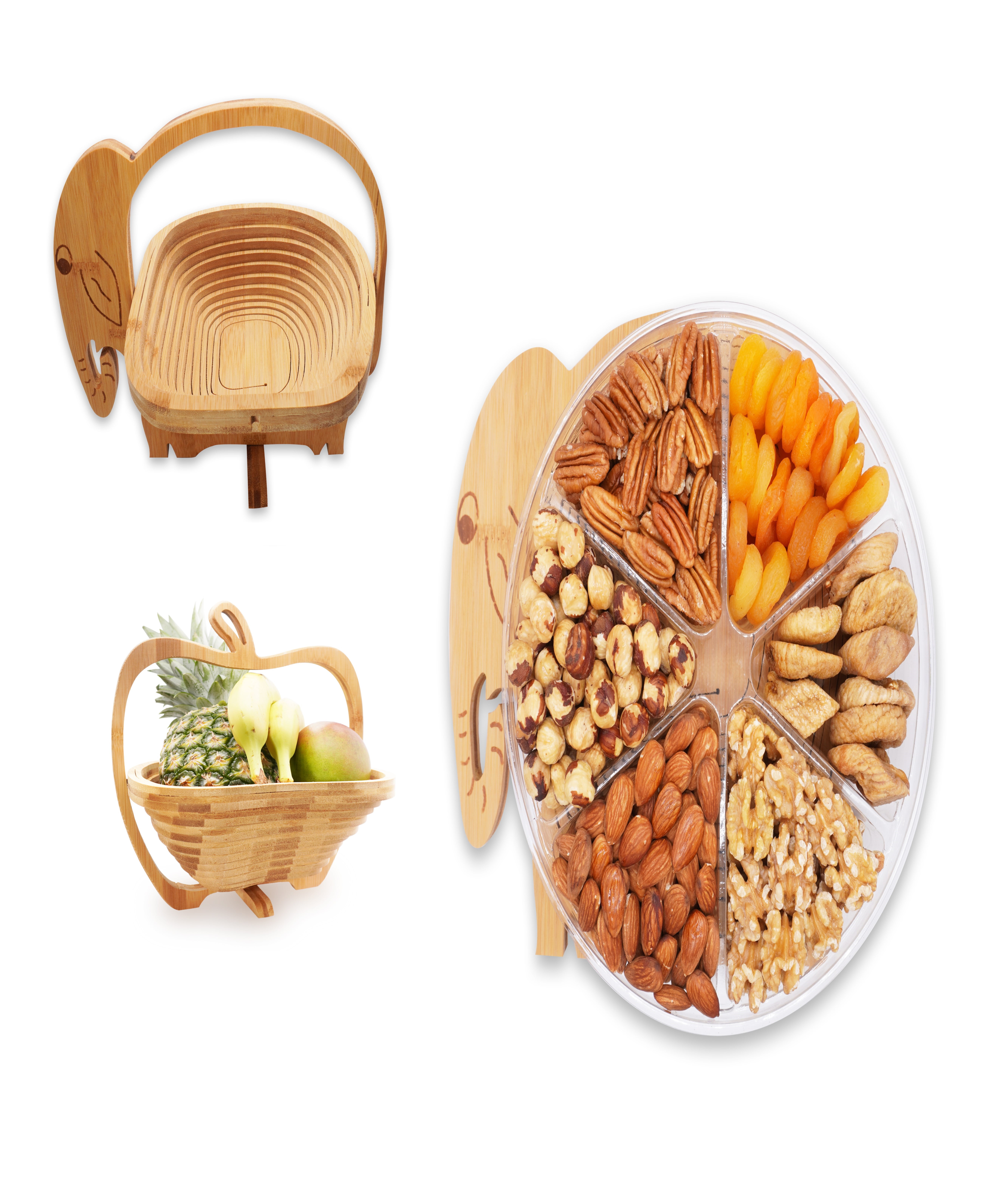 Gourmet Holiday Gift Basket, Nuts and Dried Fruit Turns into Basket
