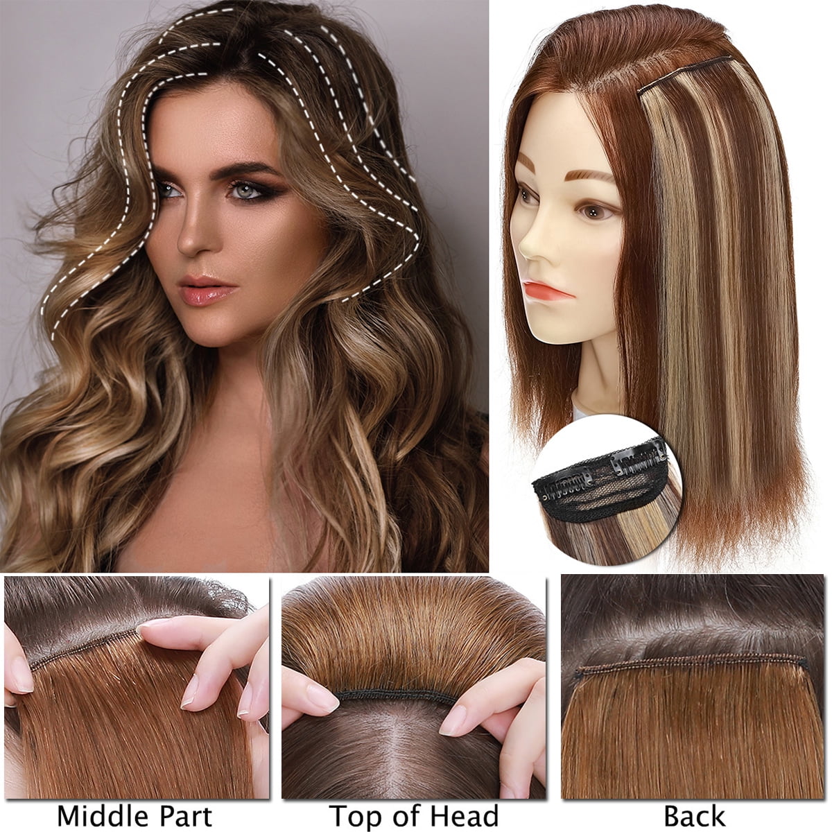 SEGO Thick Clip in Mini Human Hair Extensions for Women Adding Hair Volume  Seamless Short Straight Clip in Human Hair Pad Hairpieces Topper for  Thinning Hair 