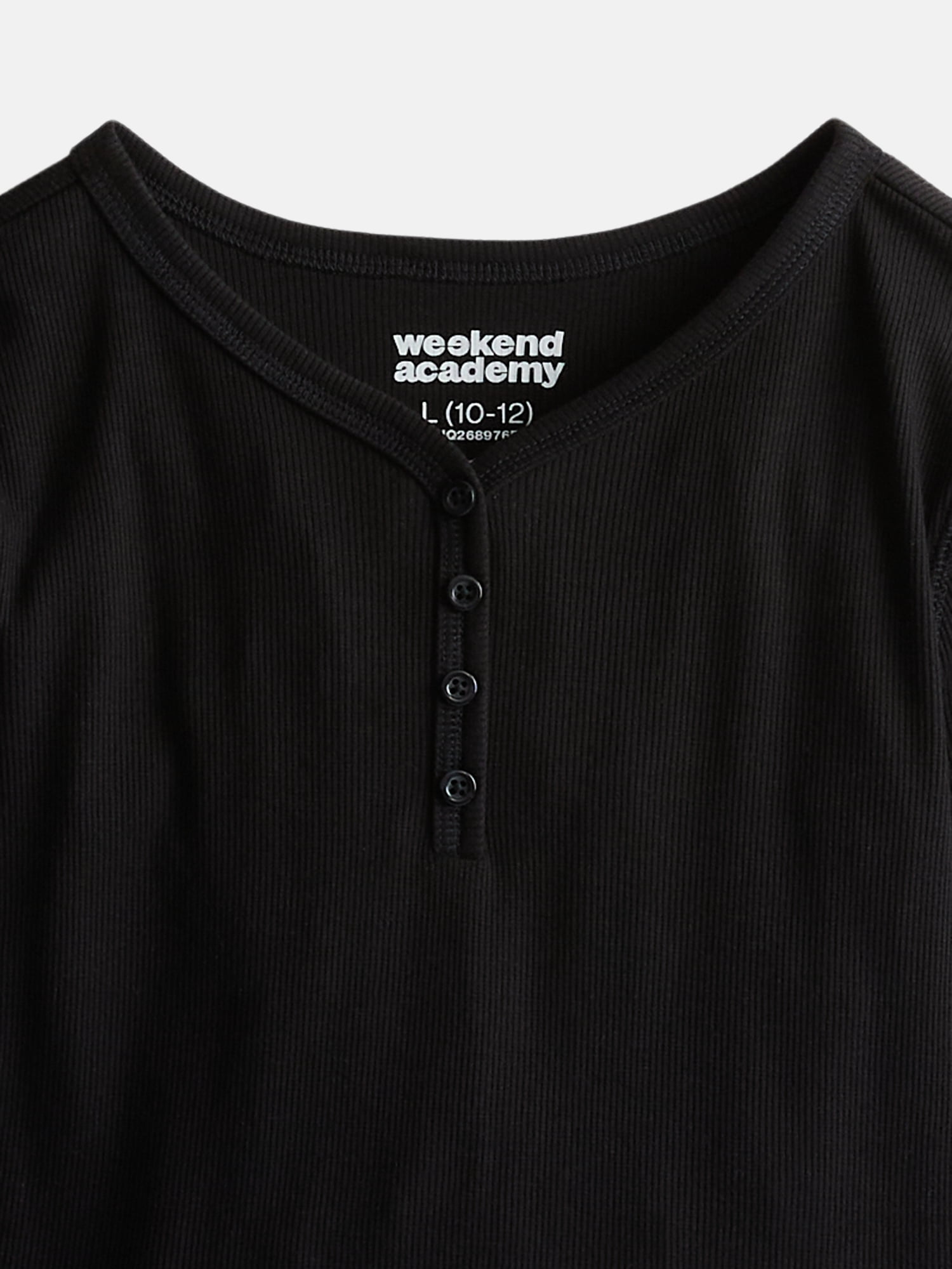 Weekend Academy Girls Ribbed Henley Top with Long Sleeves, Sizes 4-18