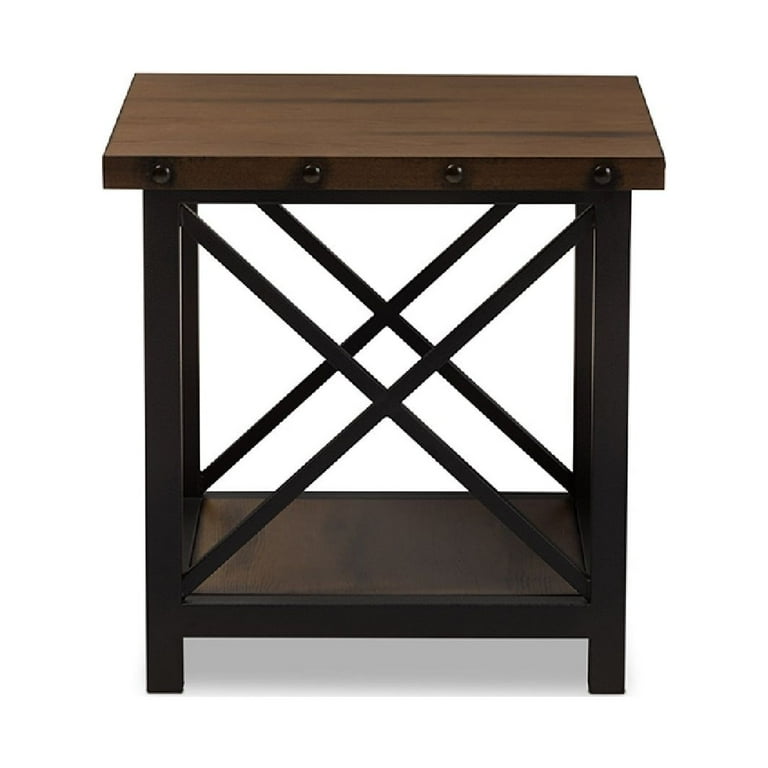 Baxton Studio Herzen Rustic Industrial Style Antique Black Textured Finished Metal Distressed Wood Occasional End Table Baxton Studio Herzen Rustic Industrial Style Antique Black Textured Finished Metal Distressed Wood Occasional End Table