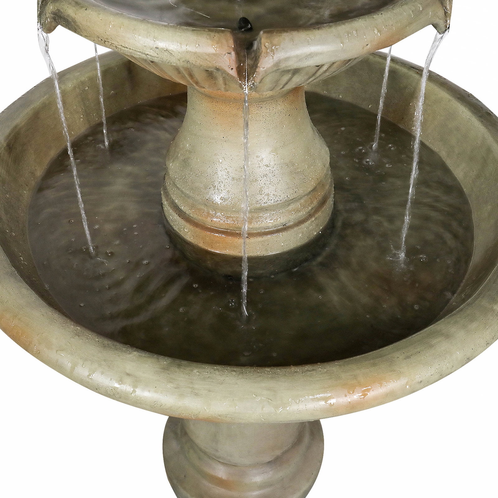 Hamiedun 51.5" H Freestanding Outdoor Water Fountain – Stone-Look Weather-Resistant Easy Setup Classic 3-Tier Garden Feature with Electric Pump for Patios, Yards & Courtyards