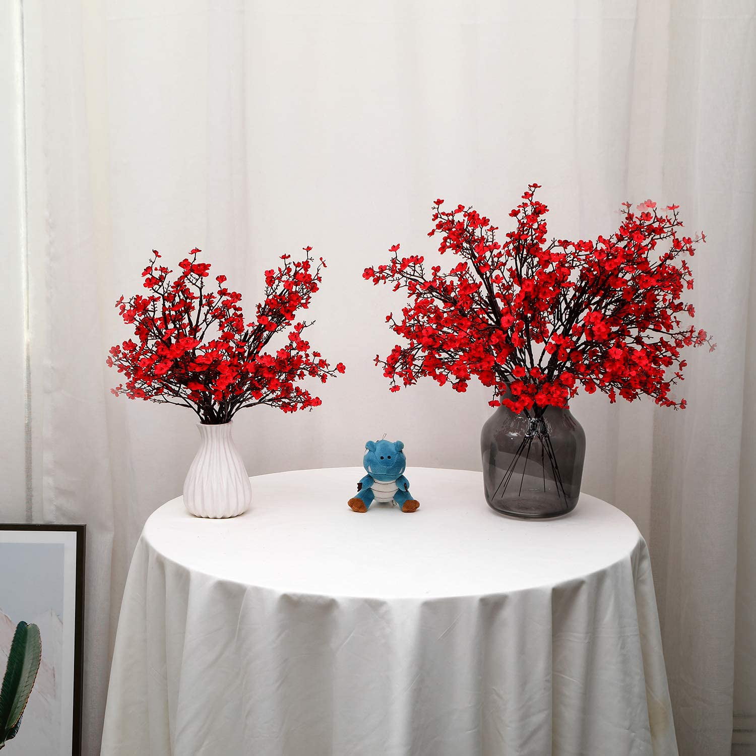 6 Pcs Babys Breath Artificial Flowers Bulk Silk Red Faux Flowers Real Touch  Bouquet for Christmas Halloween Home Wedding Decoration 