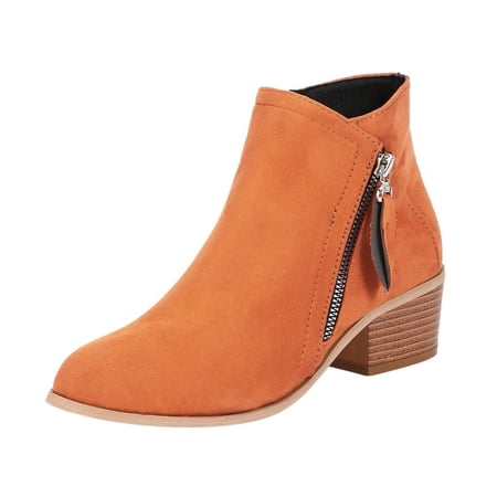 Zshosam Women s Low-heeled Ankle Boots-Wedge Warm Christmas Fuzzy Boots Women s Low-heeled Ankle Boots Non Slip Womens Winter Boots(Brown 42)
