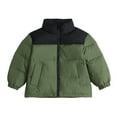 thumbnail image 5 of Green Color Block Coats for Kids Girl Boy Winter Fall Long Sleeve Collared Neck Lounge Cute Warm Thick Puffer Plain Padded Jacket Outfit Kid 2026 Clothing Y2K 7 Years, 5 of 7