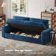 thumbnail image 4 of 87”Large Loveseat Sofa, 3 Seater Couch with Storage, Velvet Fabric Deep Seat Sofa with Pillow& Cup Holders, Modern Comfy Sofa with USB& Type-C Ports, Home Sofa Couch for Living Room Bedroom, 4 of 9