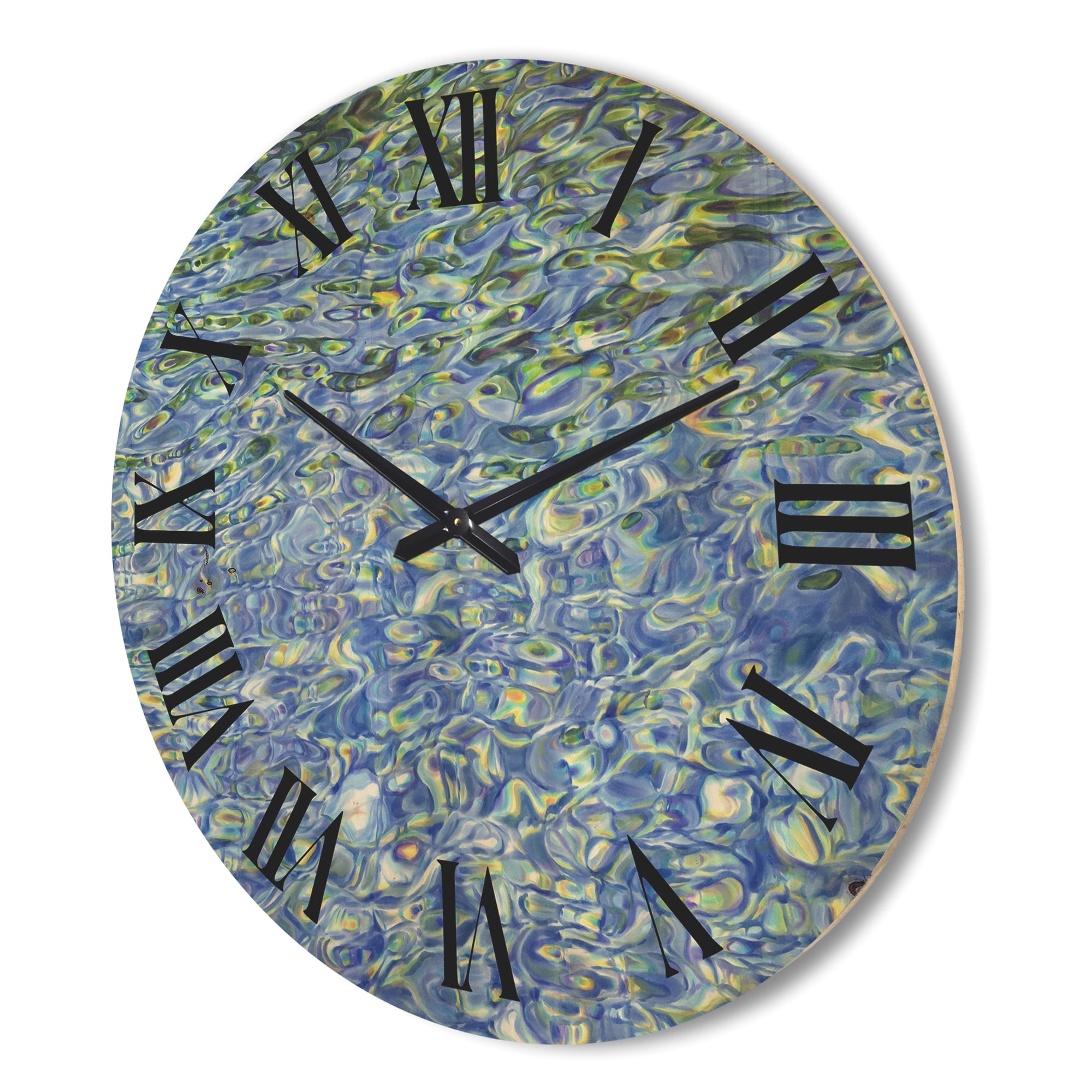 Designart 'Transparent Waves With Sunny Water Reflecting Gentle Sunshine II' Modern Wood Wall Clock
