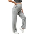 thumbnail image 2 of Maternity Women's Side Drawstring Wide Leg Pants, Over‑Belly High Elastic Support, Adjustable Side Ruched Detail for Pregnancy Daily Wear, Maternity Pants for Women Gray XXXL, 2 of 6