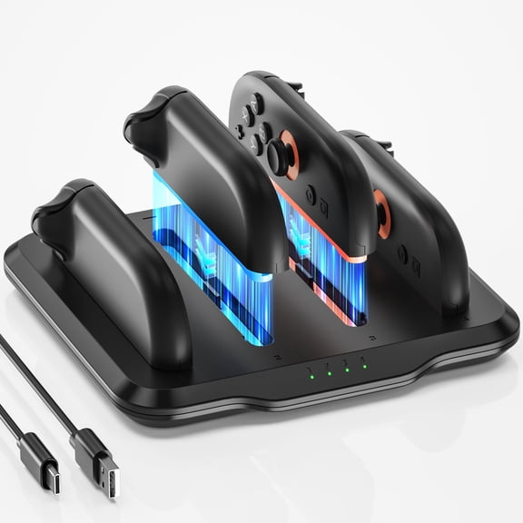 Charging Dock for Nintendo Switch 2 Joy Con Controller Charger , 4 in 1 Fast Charger Station,Magnetic safety lock, supports fast charging,Black