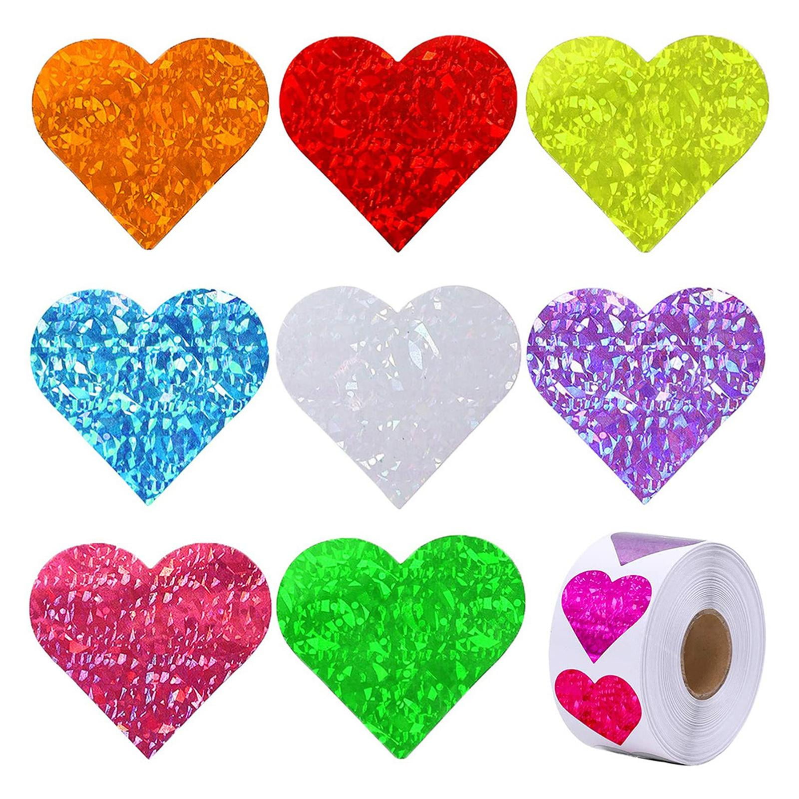 Milageto 3x500Pieces Heart Shaped Stickers Colorful Seal Labels for Wedding Gift Decals 3.8cm 3 Pcs