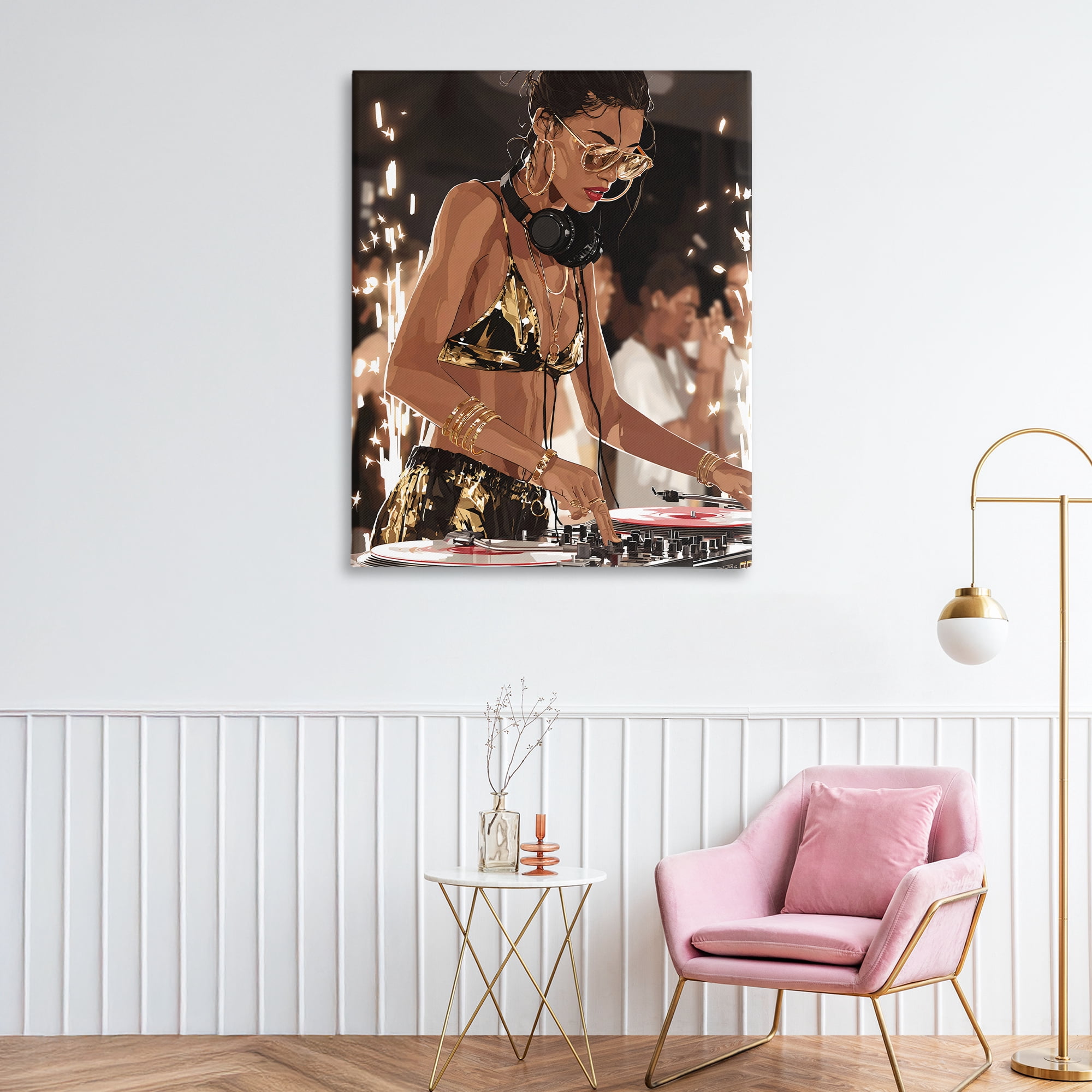 Stupell Industries Party All Night Gilded DJ Canvas Wall Art, design by Franklyn Gregory