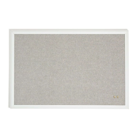 U Brands Farmhouse White Frame Linen Bulletin Board, 20x30