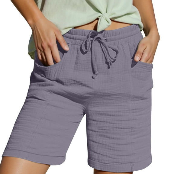 Jamsmile Women Pants Summer Casual Straight Leg Drawstrings Pants High Waist Sports Loose Shorts Casual Boho Beach Short Pants