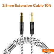 3.5mm Audio Cable 10ft Long, 3.5mm to 3.5mm Stereo Male to Male Cable, Braided 3.5mm Extension Headphone Aux Audio Cable for Headset/Speaker/Home Theater