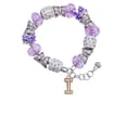 thumbnail image 2 of Delight Jewelry Rose Goldtone Crystal Initial - I - Purple Butterfly Bead Charm Bracelet, 7"+1" Extender, 2 of 5