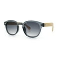 thumbnail image 5 of Hipster Mens Keyhole Round Horn Rim Bamboo Wood Arm Retro Sunglasses Slate - Smoke, 5 of 8