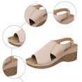 thumbnail image 5 of Rokment Womens Orthotic Platform Wedges Gladiator Sandals Summer Fashion Casual Leather Open Toe Arch Support High Heels Slingback Dressy Sandals with Adjustable Straps D Size 7, 5 of 7