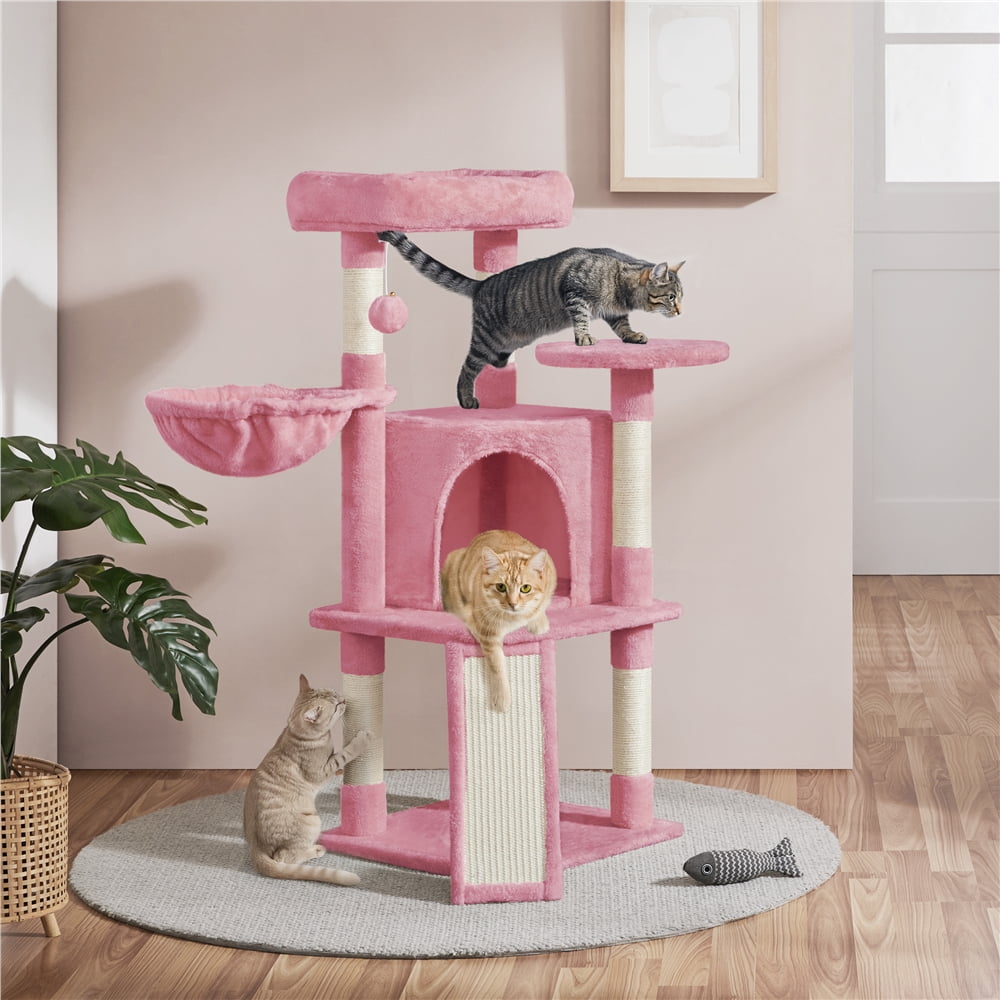 Yaheetech 42inch Cat Tree with Condo Basket Perch Platform, Pink