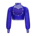 thumbnail image 2 of Doomiva Ballet Dance Crop Top for Girls Sparkly Gymnastics Shirt Cutout Back Lyrical Dance Tops Royal Blue 10, 2 of 7