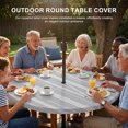 thumbnail image 3 of Round Outdoor Tablecloth with Umbrella Hole and Zipper, Boho Grey Tablecloth with Elastic Waterproof, Minimalist Farmhouse Striped Patio Table Covers for 55" - 60" Picnic Pool Tables, 3 of 9