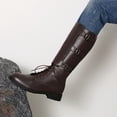 thumbnail image 6 of XUNKUSGA Knee High Boots for Men Fashion Round Toe Lace Up Triple Buckle Straps Men's Motorcycle Boots Renaissance Men PU Leather Boots,7.5, 6 of 9