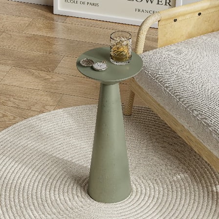 COZAYH Farmhouse Tall Pedestal End Table Small Solid Wood Martini Table Plant Stand Modern Round Drink Table for Small Space Living Room, Sage Green