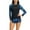 #02Blue, variant on Kiplyki Swimsuits for Women Long Sleeve Tops and Shorts Diving Suit Siamese Beach Surfing Swimwear