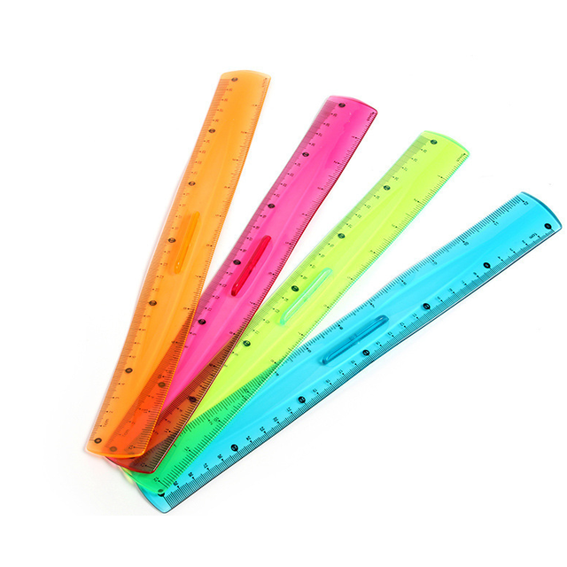 Paquete de 20 reglas de plástico Regla flexible de 12 pulgadas, con pulgadas y sistema métrico, adecuada para aulas escolares, hogares u oficinas (cuatro colores al azar) Namotu YZY666